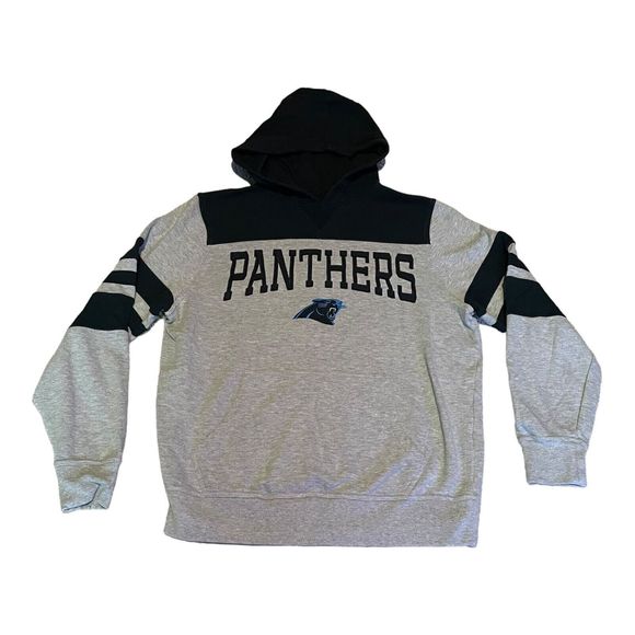 Vintage Starter Carolina‎ Panthers Hooded Sweatshirt Large Gray Spellout NFL - Picture 1 of 6